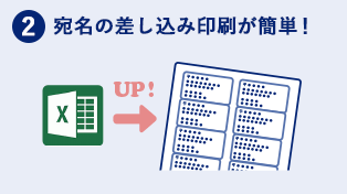 2.宛名の差し込み印刷が簡単！