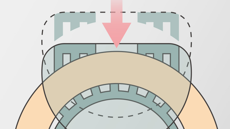 内側の凸凹形状でテープをロック